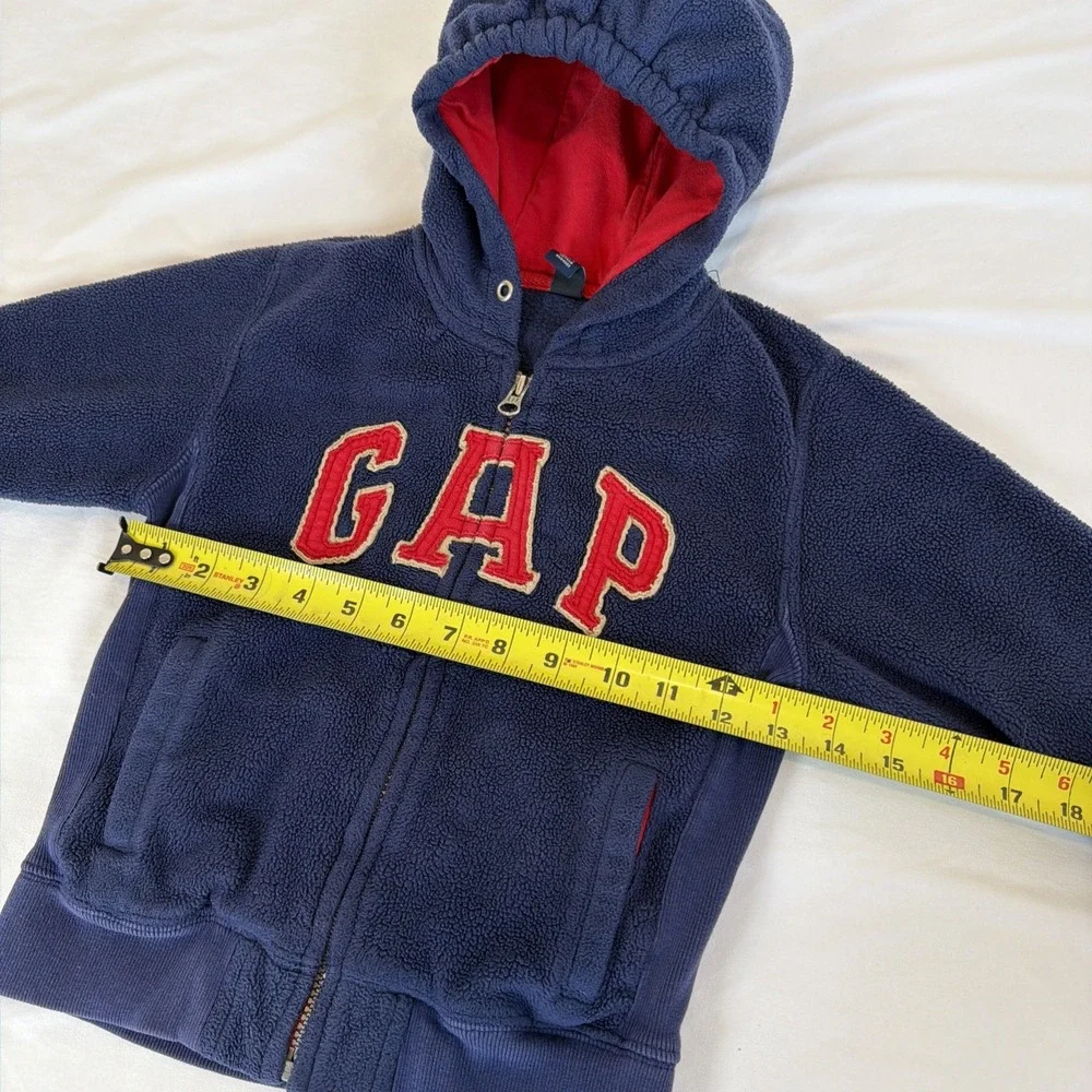 Gap Fleece Zippered Hooded Sweatshirt Hoodie Size 4T Blue Red‎